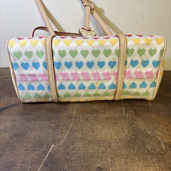 Dooney & Bourke Leather Trimmed Rainbow Barrel Bag Y2K 11"x6" - Picture 6 of 12